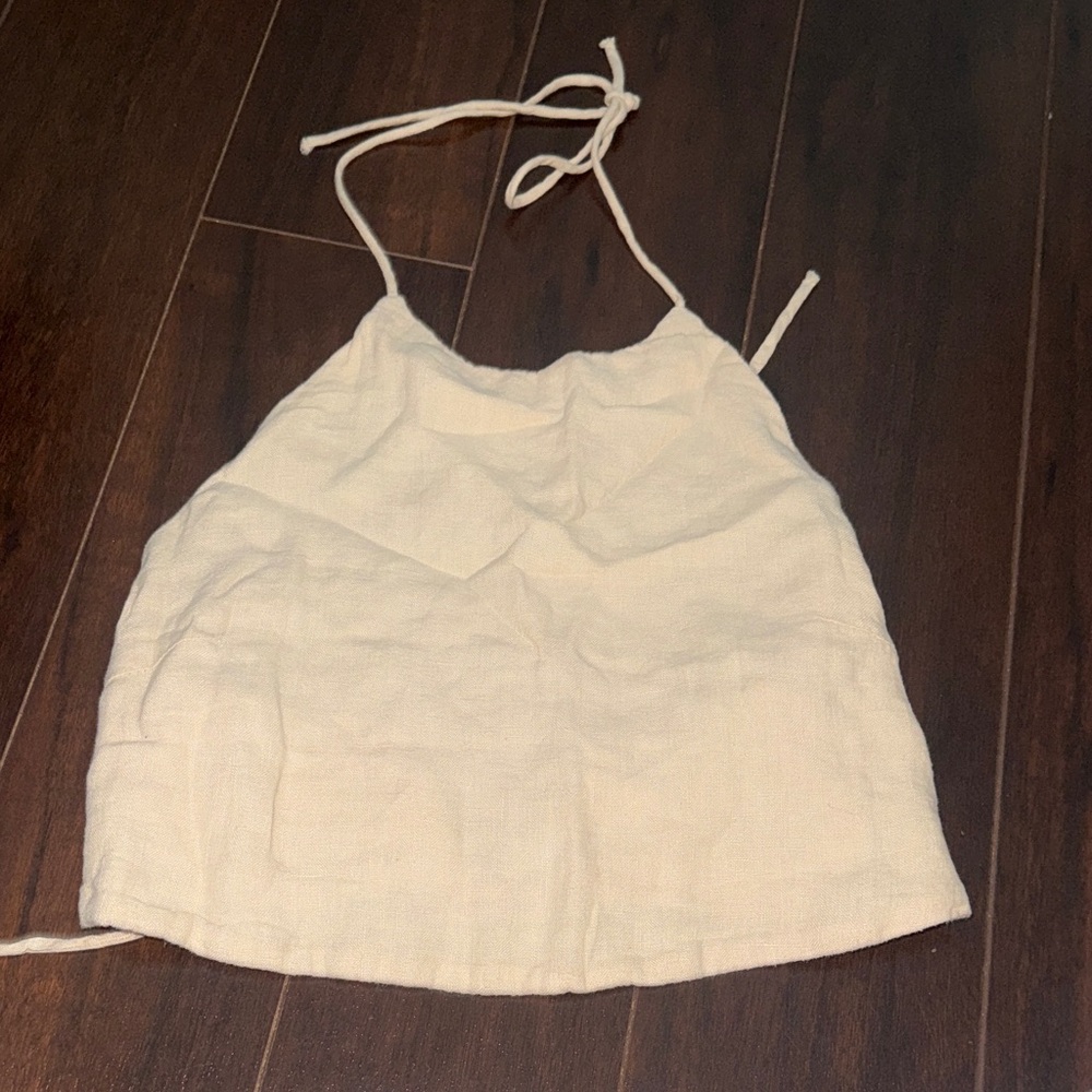 Women's Cream Halter Crop Top